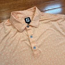 FootJoy Performance Golf Polo Shirt Mens XL Vibrant Orange Floral Print AOP