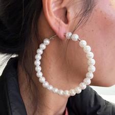 Pearl Hoop Earrings Beaded Lightweight Unique and Perfect Addition to spice up
