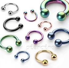 PAIR Anodized Surgical Steel Ball Horseshoe Circular Barbell Earrings Lip Septum