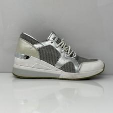 Michael Kors Womens Liv Trainer Gray Lace Up Casual Shoes Sneakers Size 7.5 M