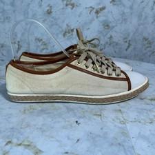 Michael Kors Women's Sz 8M Shoes Beige Brown Comfort Canvas Low Fashion Sneakers