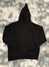 Essentials Fear of God Black Logo Hooded Cotton Fleece Pullover Hoodie