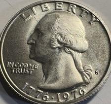 1776 - 1976 S Bicentennial Washington Quarter 40% Silver Brilliant Unc BU .400