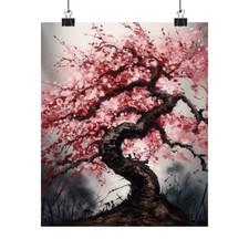 Sakura Cherry Tree Art Print, Sakura Flower, Floral Wall art, Japanese Inspired
