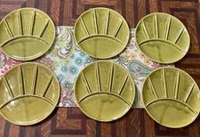 Laquerware Appetizer/Fondue/Sushi Avocado Green plates Made In Japan Set Of 6