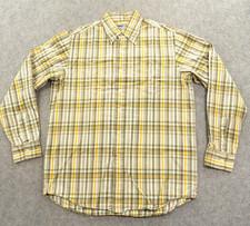 Lucky Brand Shirt Mens Medium Yellow Green Button Up Plaid Long Sleeve