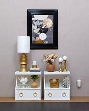 2 white NIGHTSTANDS side END tables DOLL FURNITURE prop 1/6 sale for BARBIE