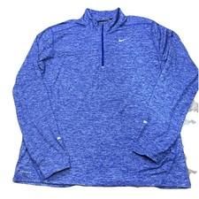 Nike Running Men’s Dri Fit Blue Heather Quarter Zip Long Sleeve Top Size XL