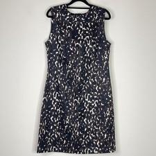 Tory Burch Animal Print Silk Wool Blend Sleeveless Dress Women's Size 8