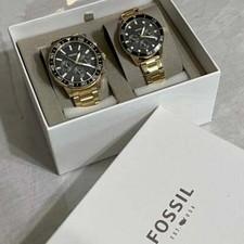 Fossil BQ2643SET Golden Black Chronograph Stainless Steel 3ATM Couples Watch Set