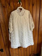 Vintage girls' size8 white communion dress with floral embroidery,Slip and veil.