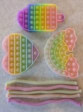 Rainbow Pop It Sensory Fidget Toy Set with Stretchy Strings Ages 4-11 Tactile
