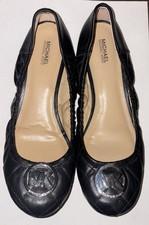 Michael Kors Fulton Quilted Leather Ballet Flats Metallic Silver MK Logo 9.5 M.