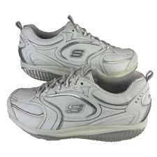 Sketchers Shape-ups Shoes Womens 8.5 Silver White walking fitness training 12322