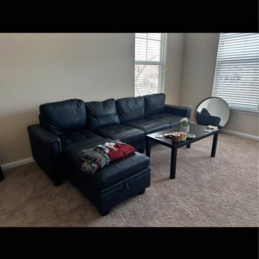 Black Leather sofa 4 seater