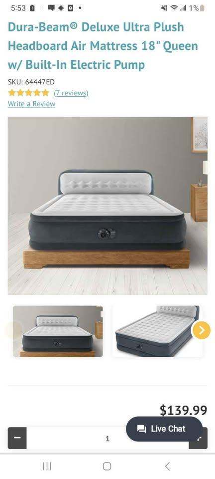 Air Matress With Headboard And Built In Pump